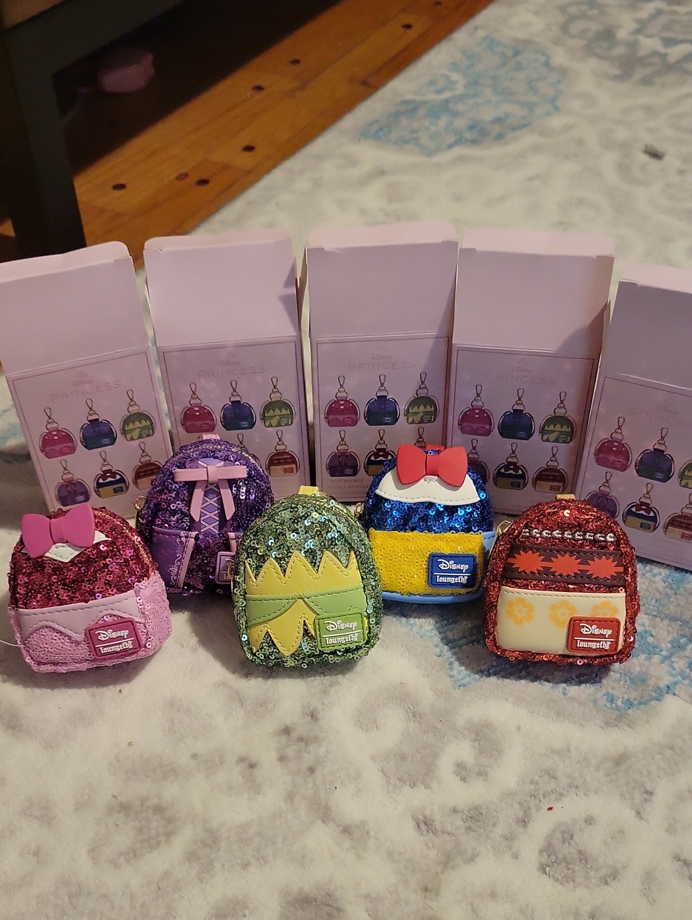Disney Sequin  Mini Backpack Keychain - Set Of 5
